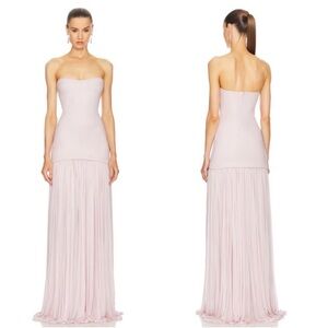 HELSA Naomi Strapless Sheer Bodycon Barely Pink Maxi Dress Size Medium